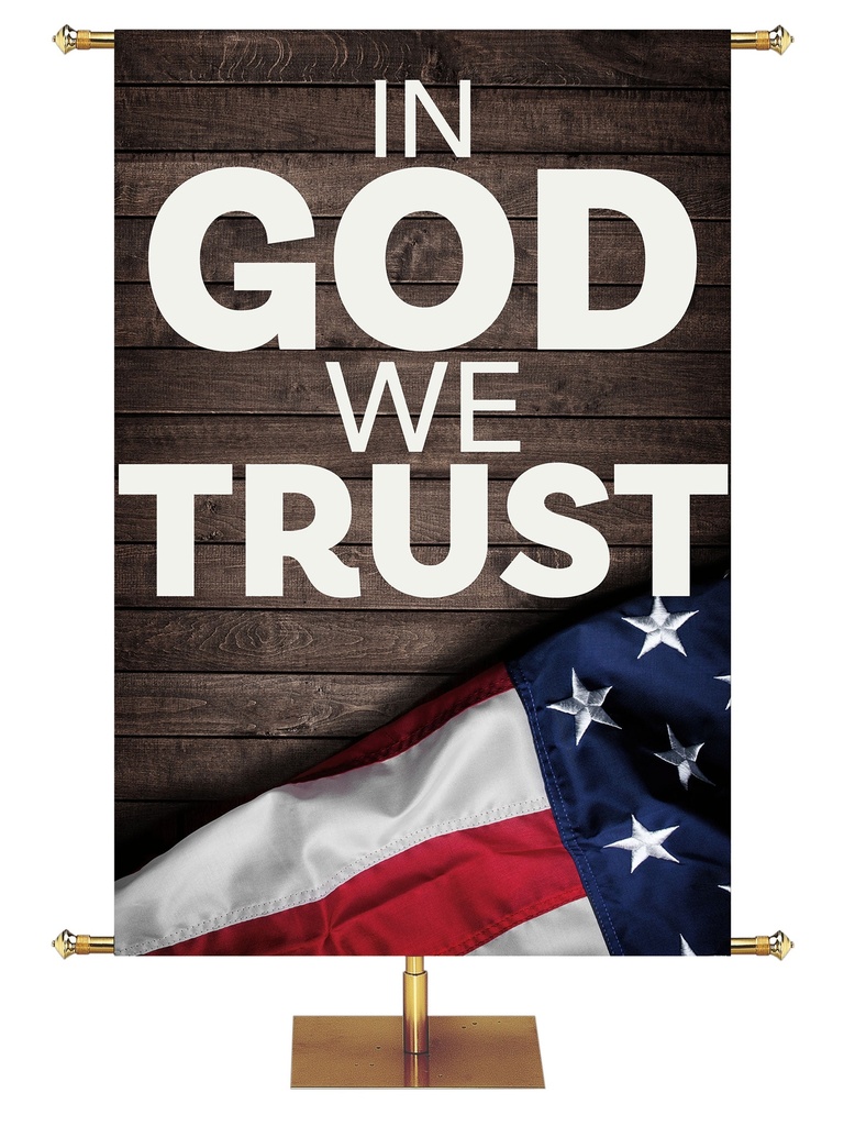 Patriotic In God We Trust Flag on Wood Planks