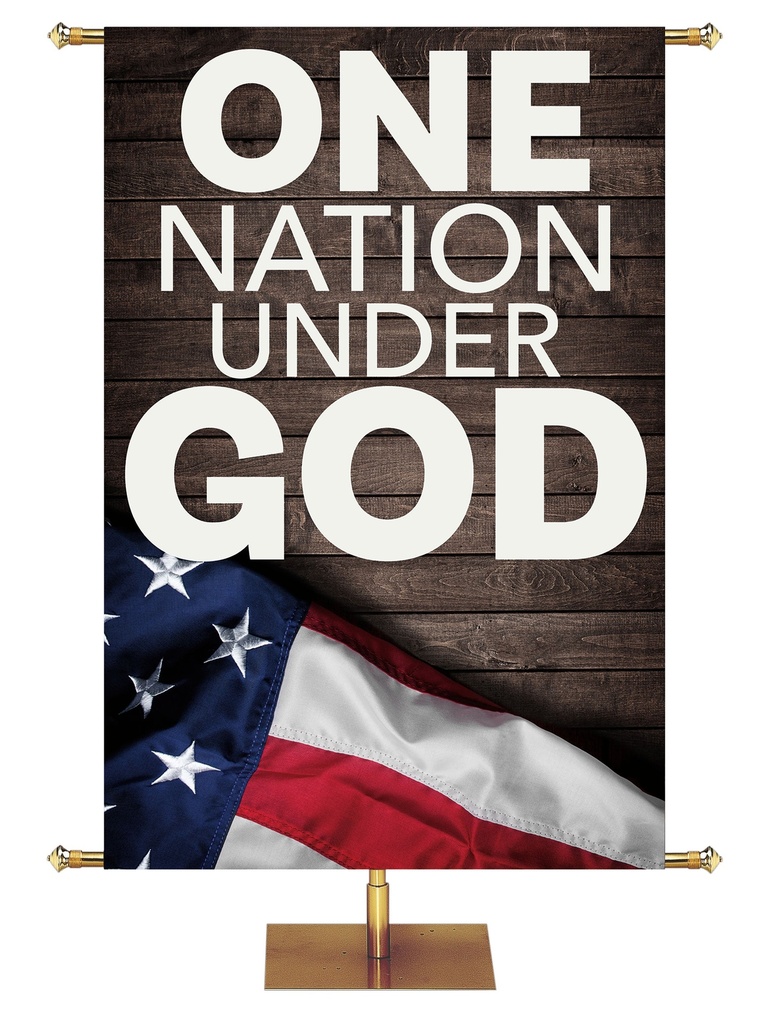 Patriotic One Nation Under God Flag on Wood Planks
