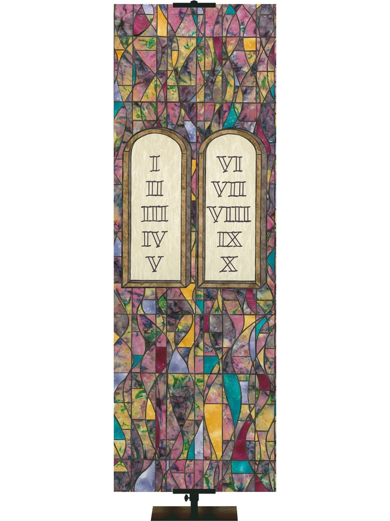 Stained Glass Symbols of Faith Ten Commandments