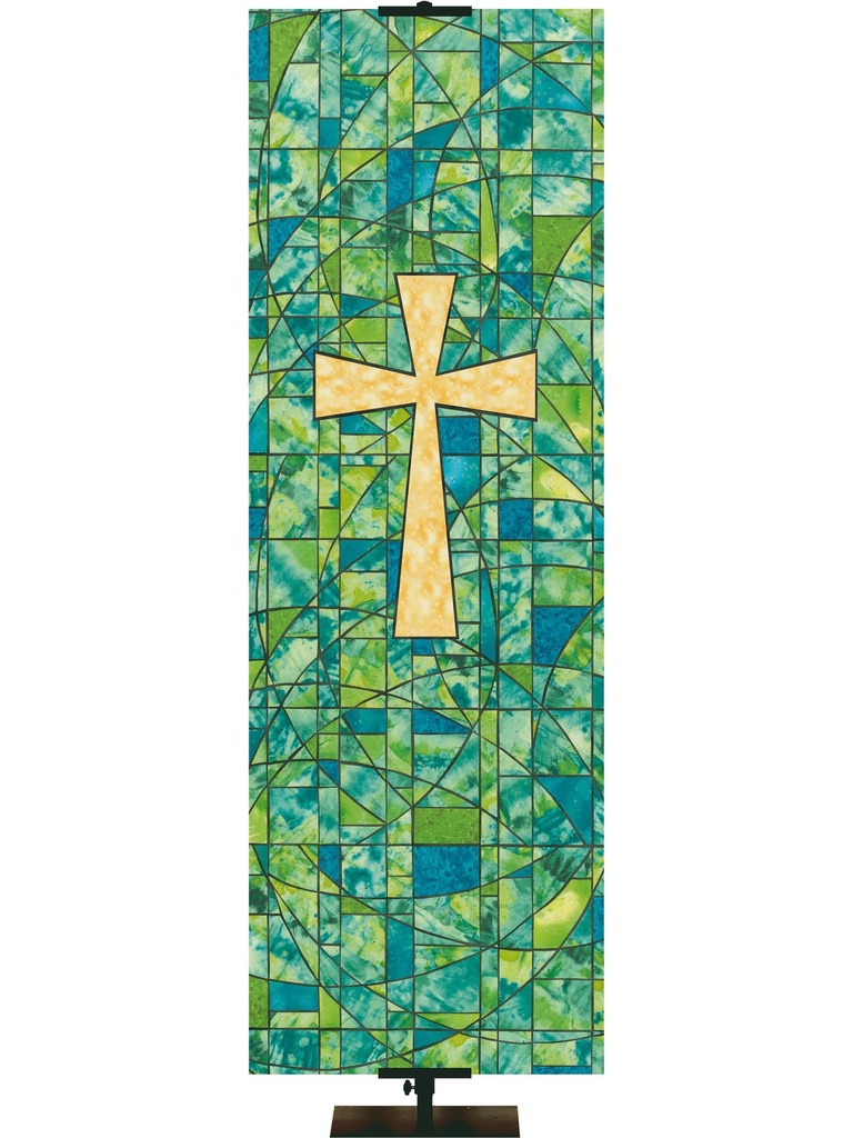 Stained Glass Symbols of Faith Cross