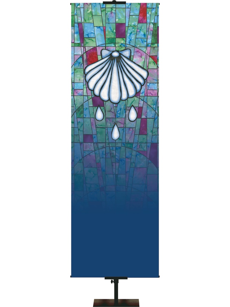 Custom Banner Stained Glass Symbols of Faith  Baptism Shell