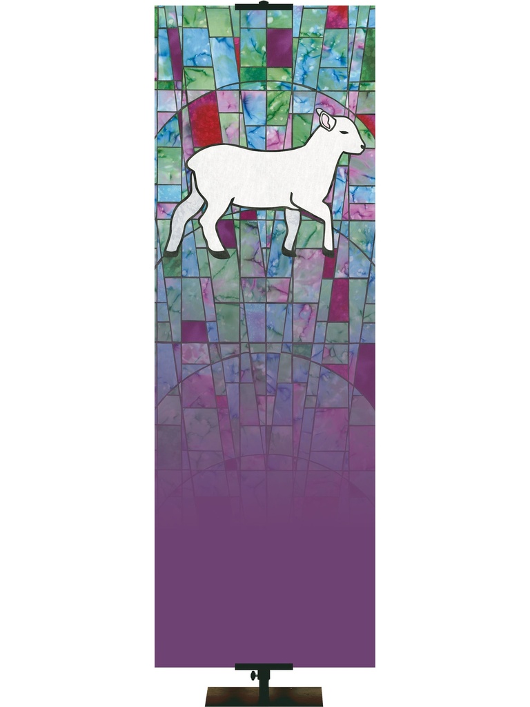 Custom Banner Stained Glass Symbols of Faith  Lamb