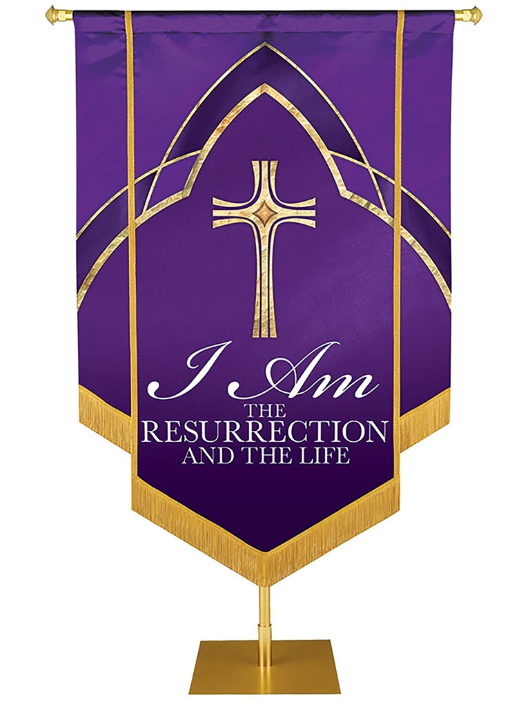 Eternal Emblems of Faith Resurrection And The Life Embellished Banner