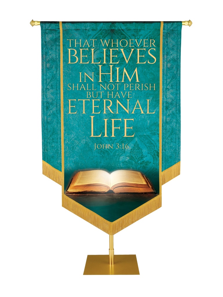 Holy Scriptures That Whoever Believes Embellished Banner