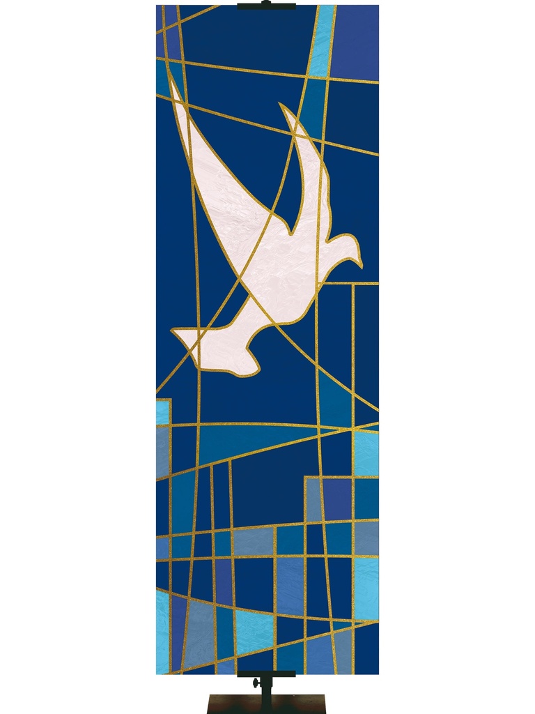 Custom Banner Luminescence Stained Glass Dove Symbol