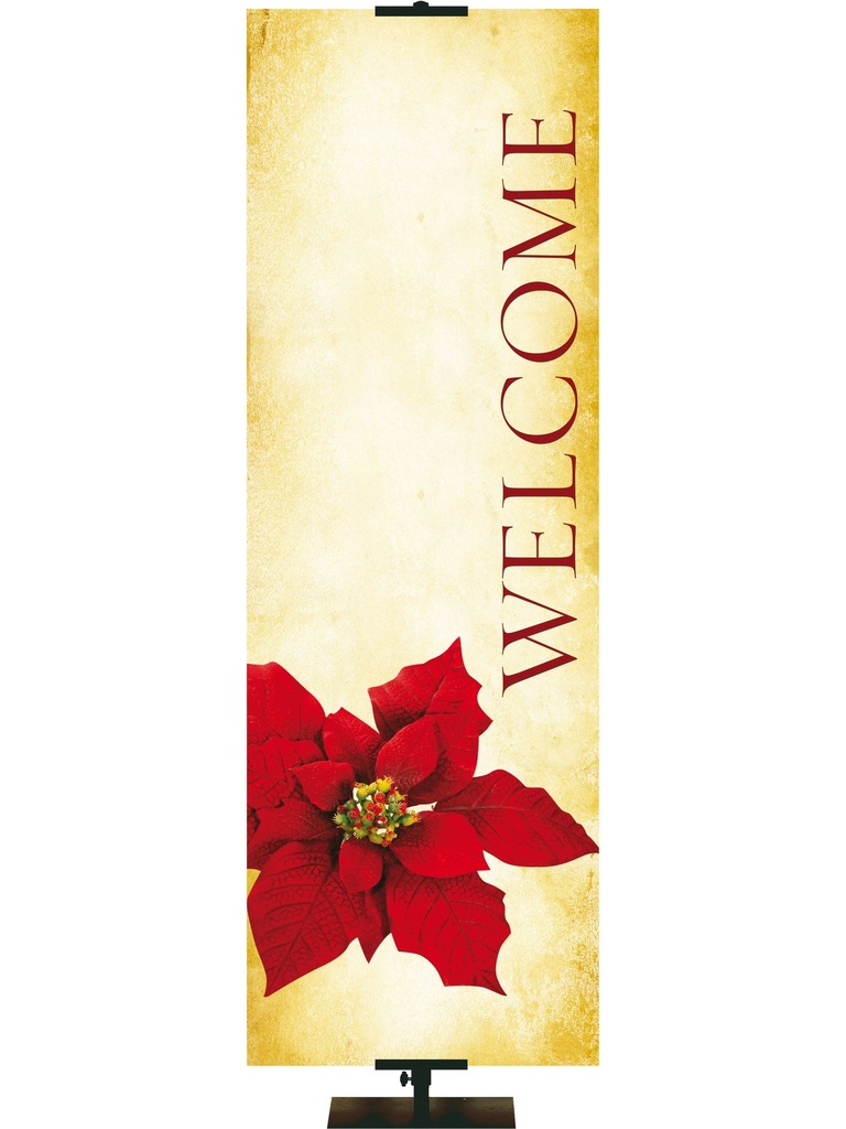 Stock Welcome Banner Christmas Poinsettia