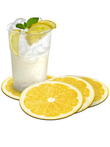 [VC-LMN] Lemon Slice Vinyl Coasters (Set of 4)