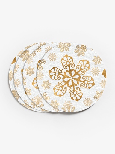 [VC-GSF] Golden Snowflake Vinyl Coasters (Set of 4)