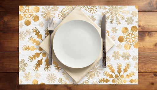 [VP-GSF] Golden Snowflake Vinyl Placemats (set of 4)