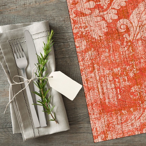 [VP-DDM] Distressed Damask Vinyl Placemats (set of 4)